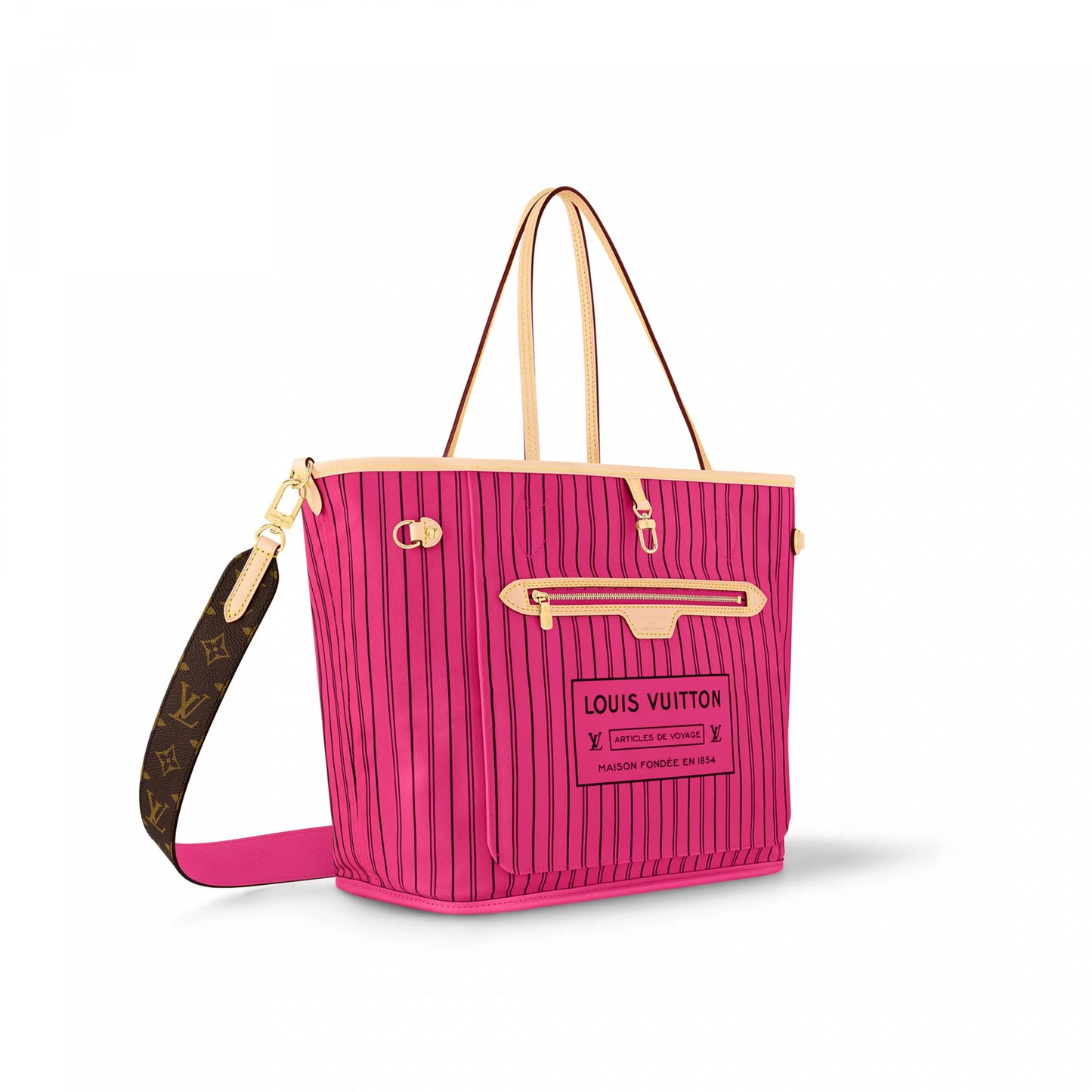 M12257 Neverfull Bandoulière Inside Out MM MMonogram/Rose Pondichery