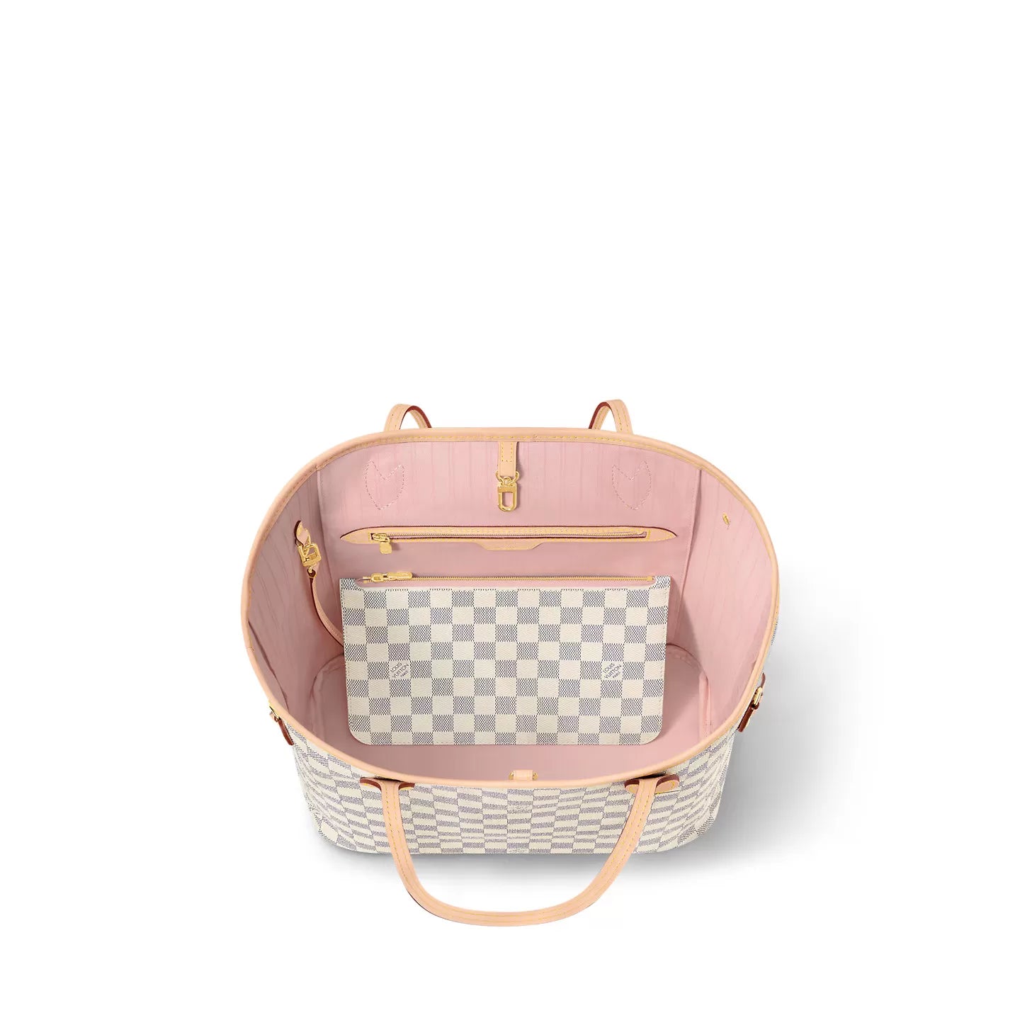 N40603 Neverfull MM Rose Ballerine Damier Azur Canvas
