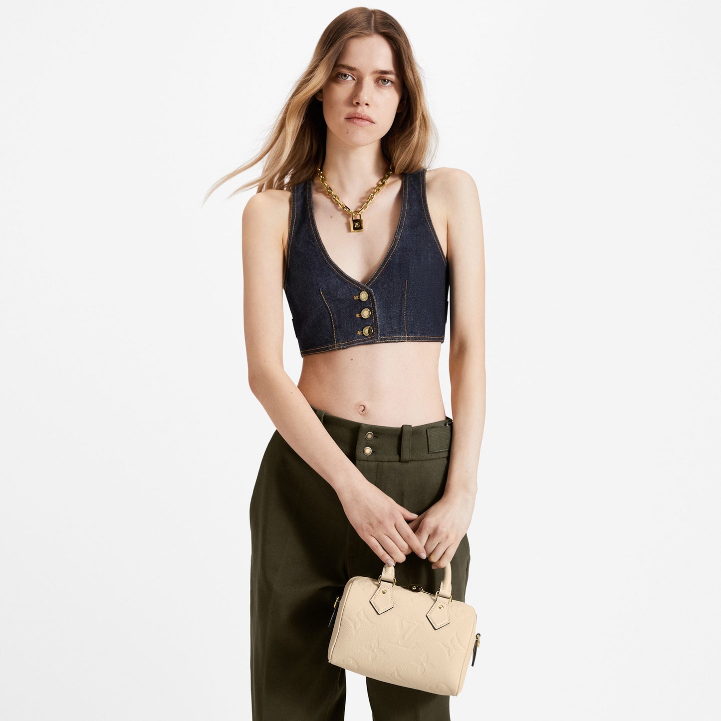 M58954 Speedy Bandoulière 20 Monogram Empreinte Leather Crème Beige