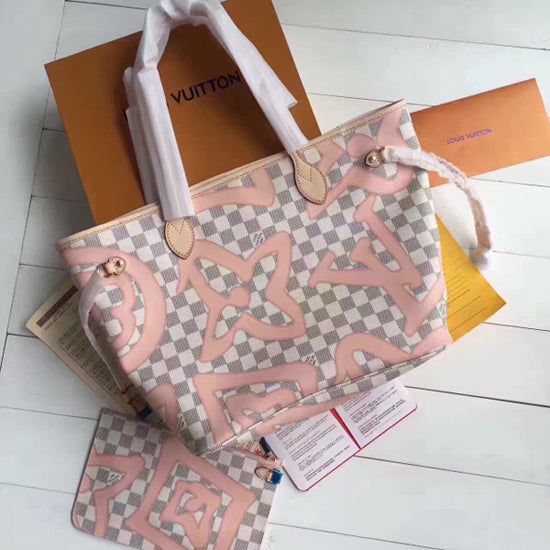 N41050 Neverfull MM Shoulder Bag Damier Azur Canvas