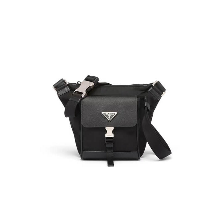 Re-Nylon and Saffiano Leather Shoulder Bag