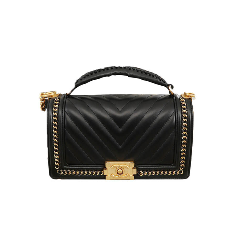 Handtasche mit Henkel und Chevron-Muster 