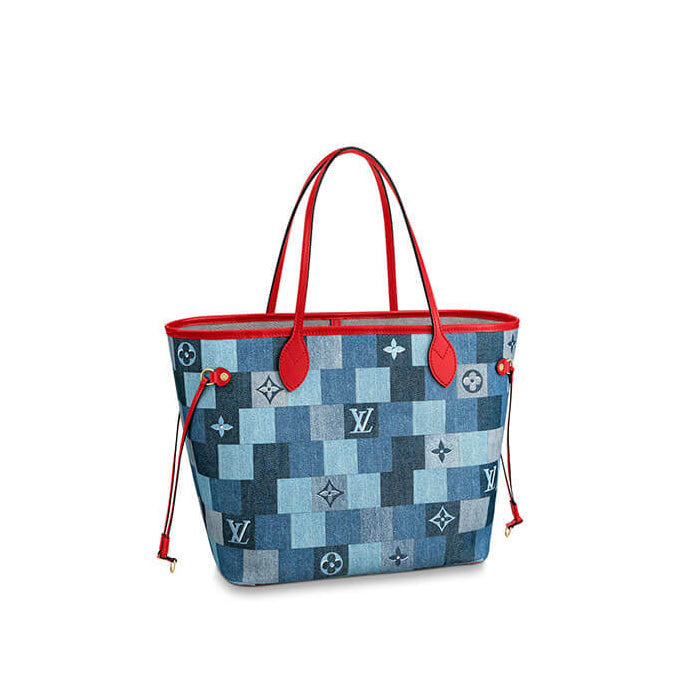 Vibrant Blue Denim Patchwork Tote Set