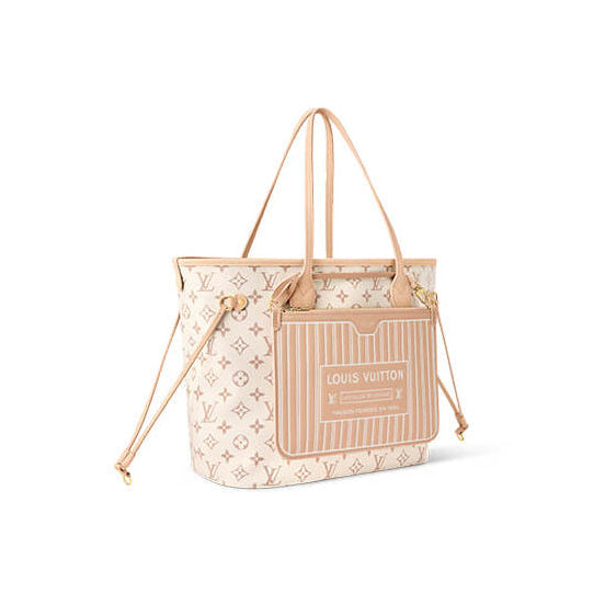 Chic White Monogram Denim Bucket Bag