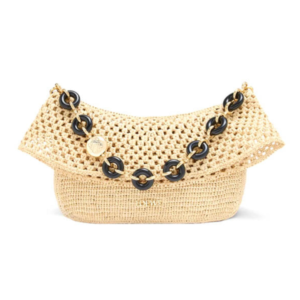 Medium Ola Bag in Raffia and Calfskin