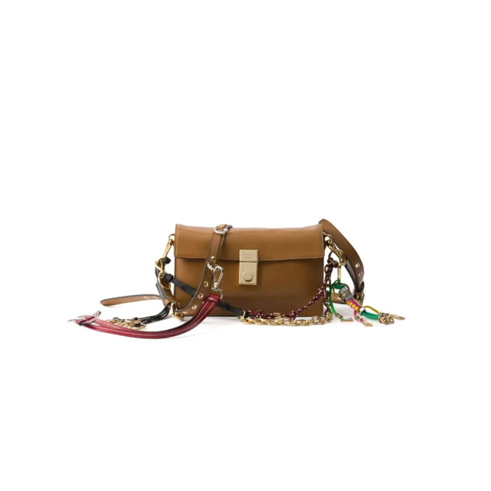 Soft Sound Small Leather Shoulder Bag with Charms