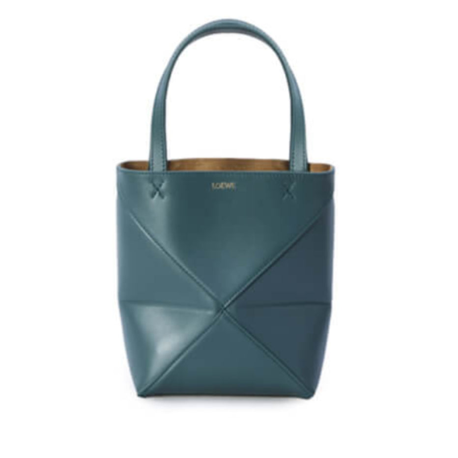 Mini Puzzle Fold Tote in Shiny Calfskin
