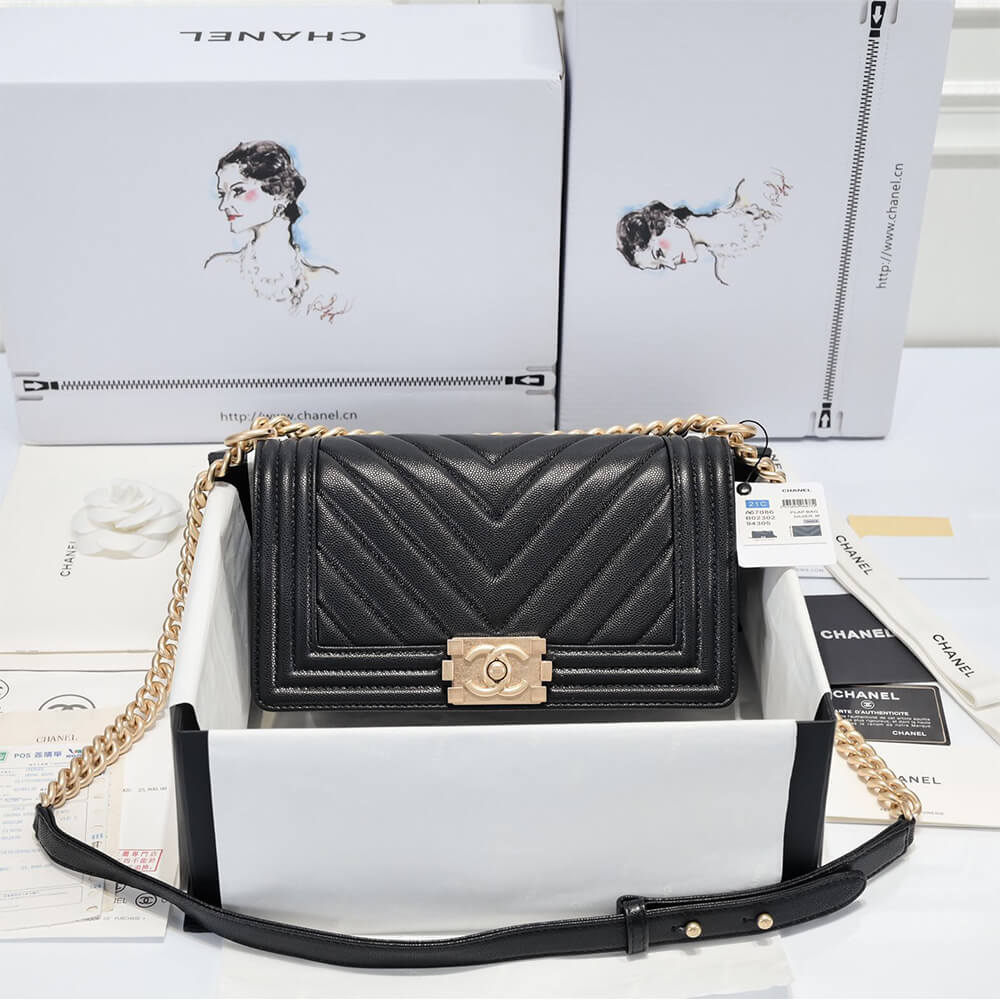Sac à main garçon Chevron Caviar 