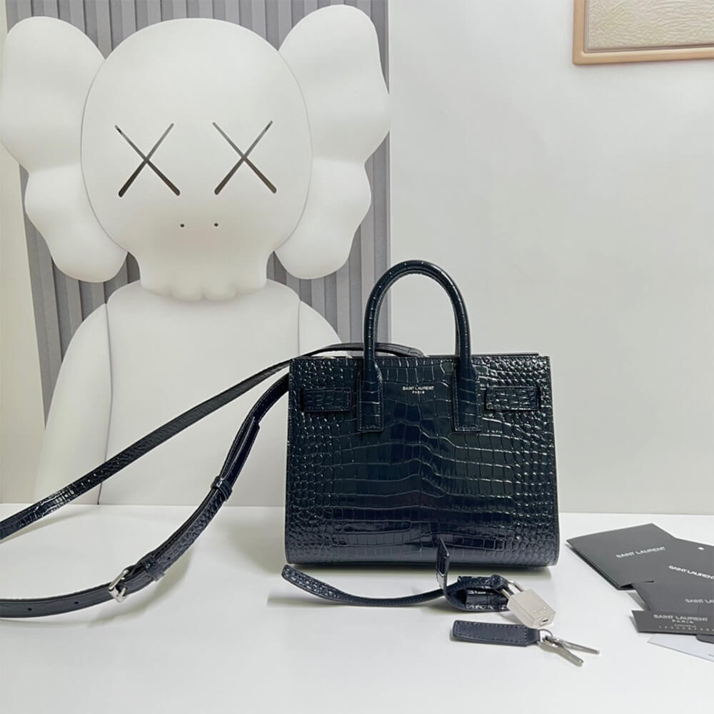 Sac De Jour Nano in Embossed Crocodile Shiny Leather