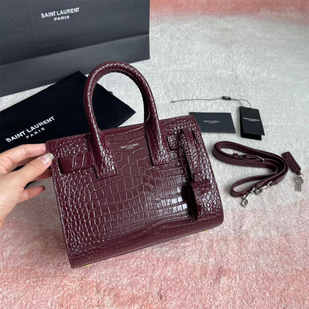 Sac De Jour Nano in Embossed Crocodile Shiny Leather