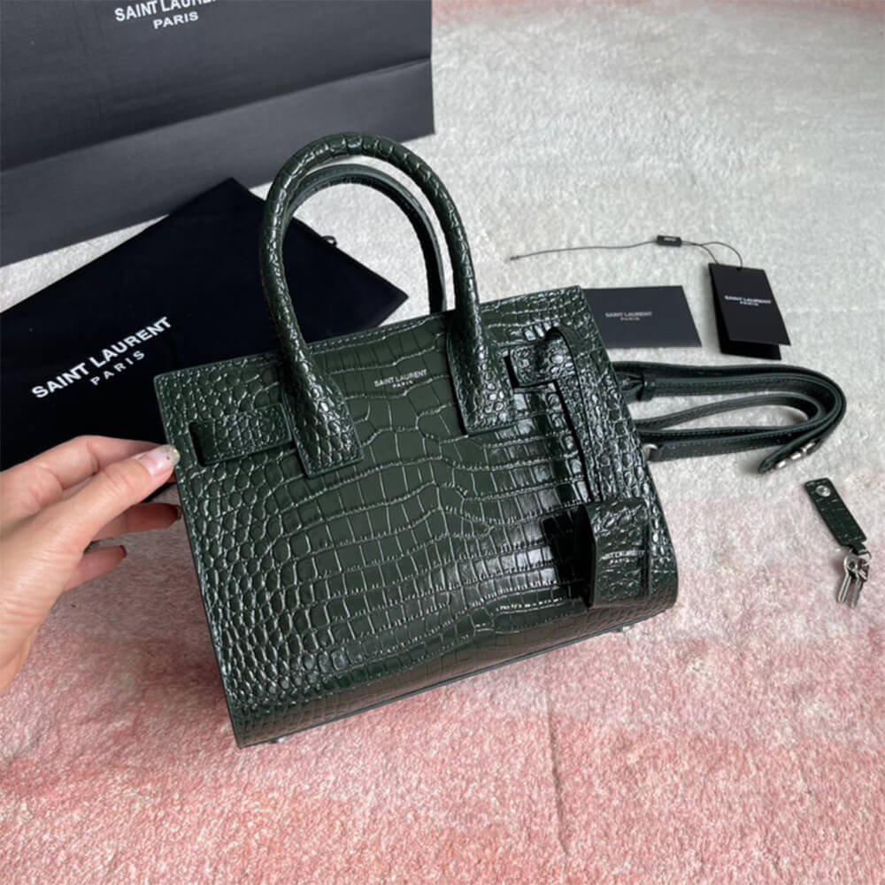 Sac De Jour Nano in Embossed Crocodile Shiny Leather