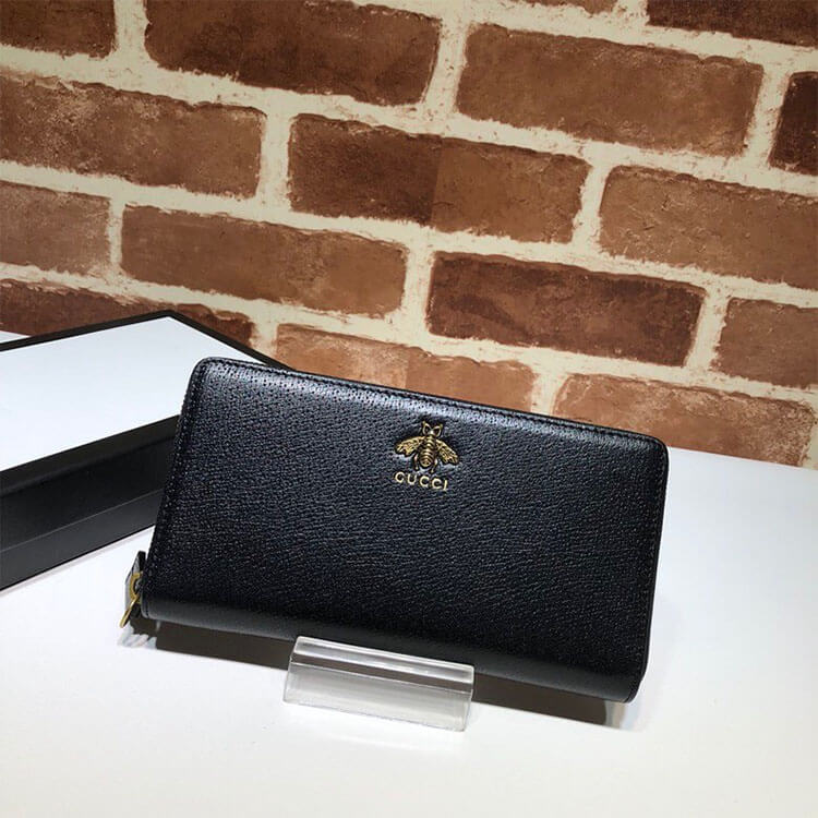 Animalier Leather Zip Around Wallet