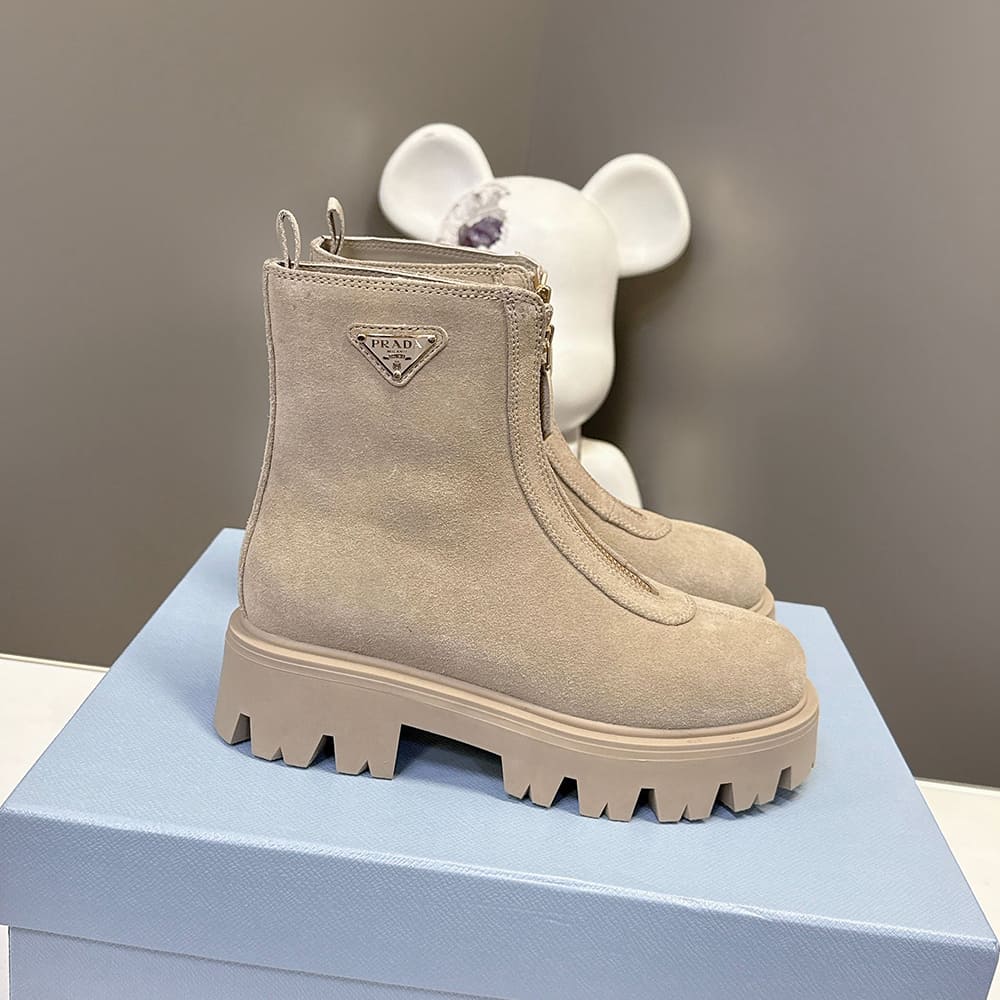 Suede Booties with Zip