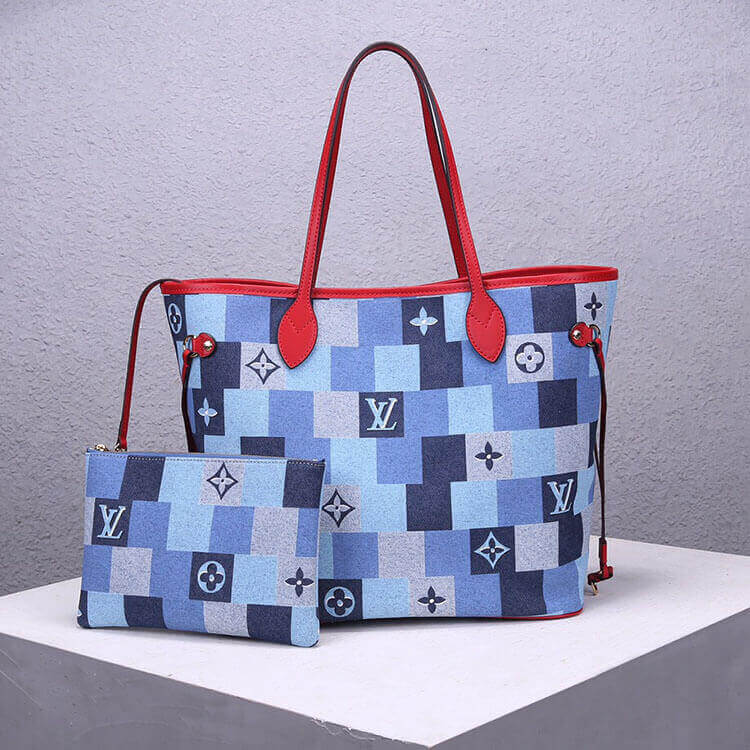 Vibrant Blue Denim Patchwork Tote Set