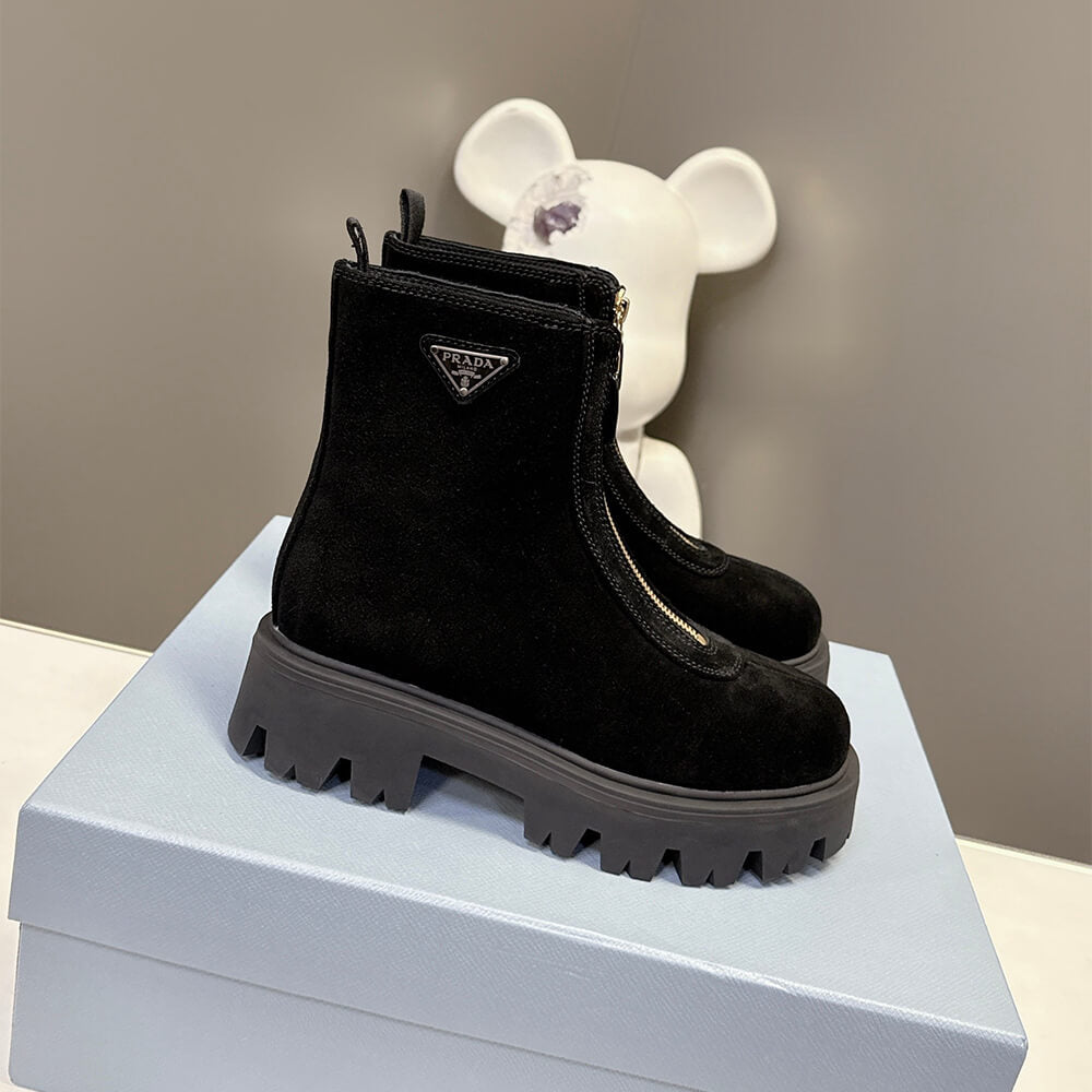 Suede Booties with Zip