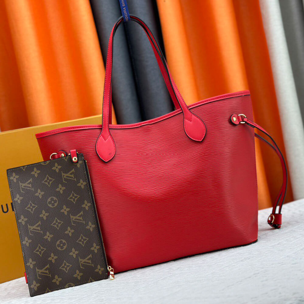 Bold Red Epi Leather Tote Set