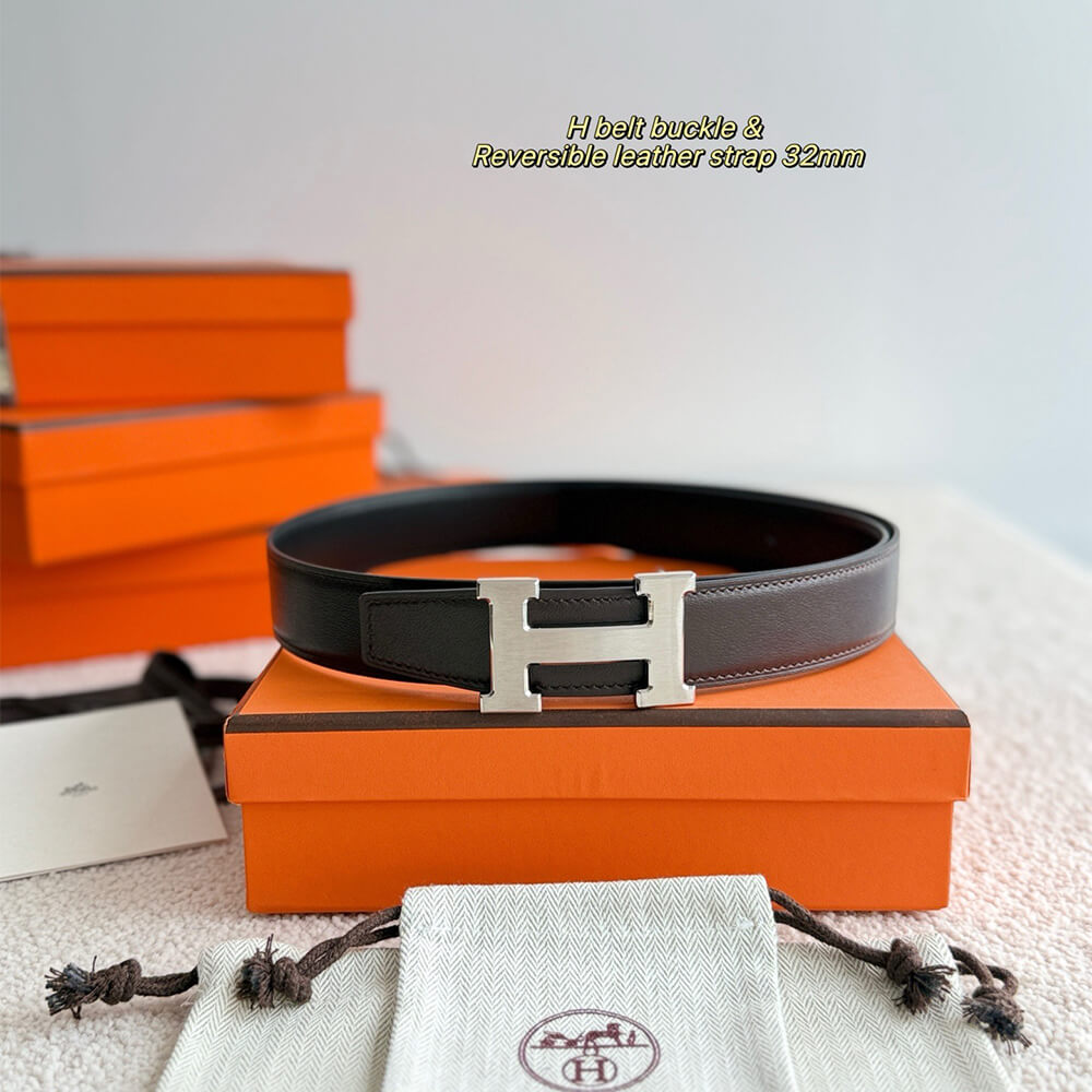 H Belt B*ckle & R*versible L*ather Strap 32 mm