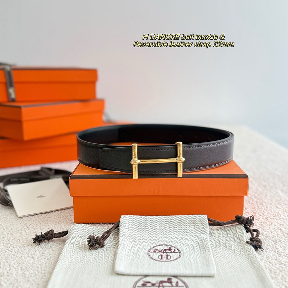 H D’an*re Belt B*ckle & R*versible L*ather Strap 32 mm