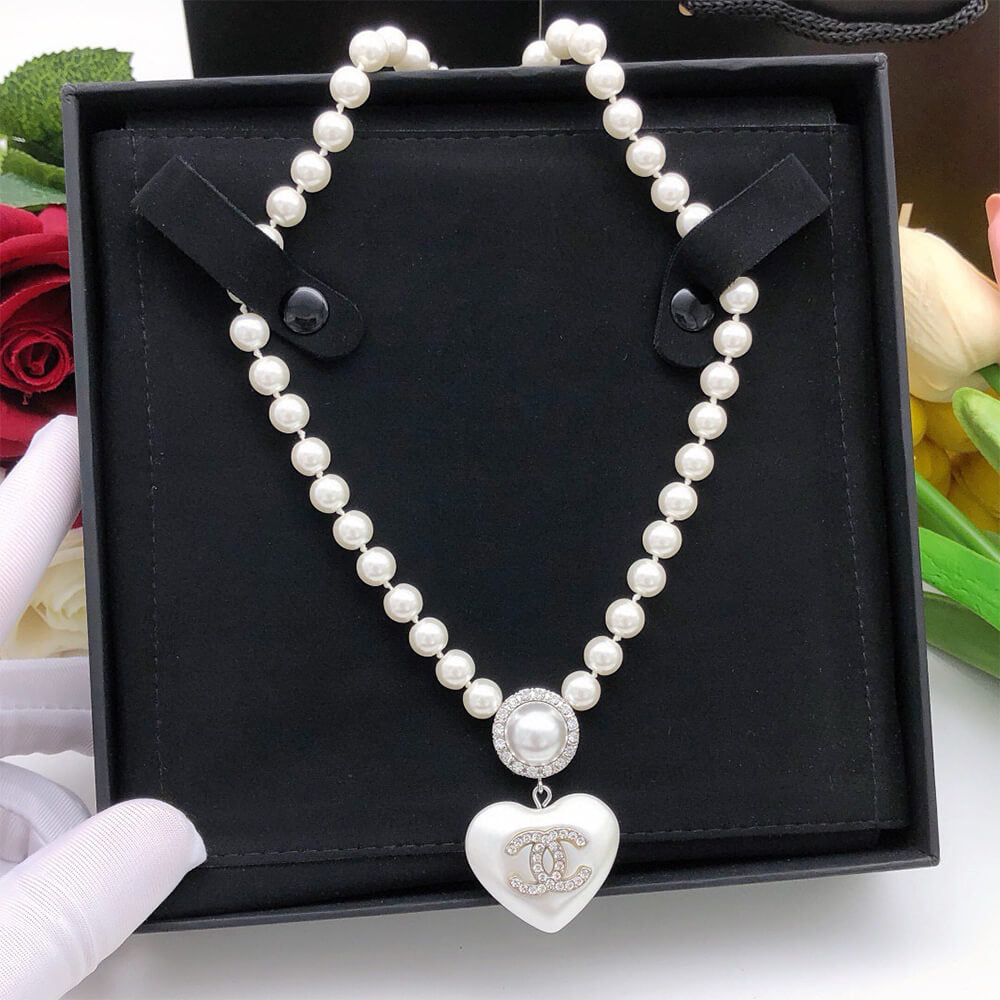 Pearl Heart Charm Necklace