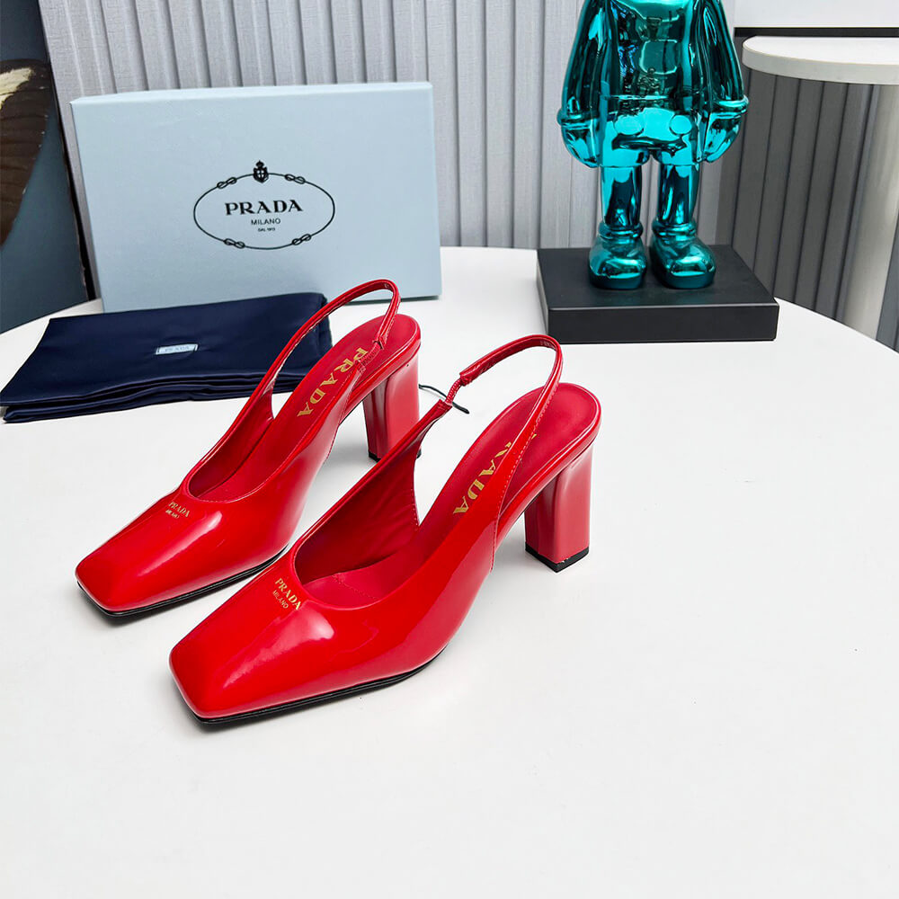 Patent Leather Slingback Pumps 85 mm