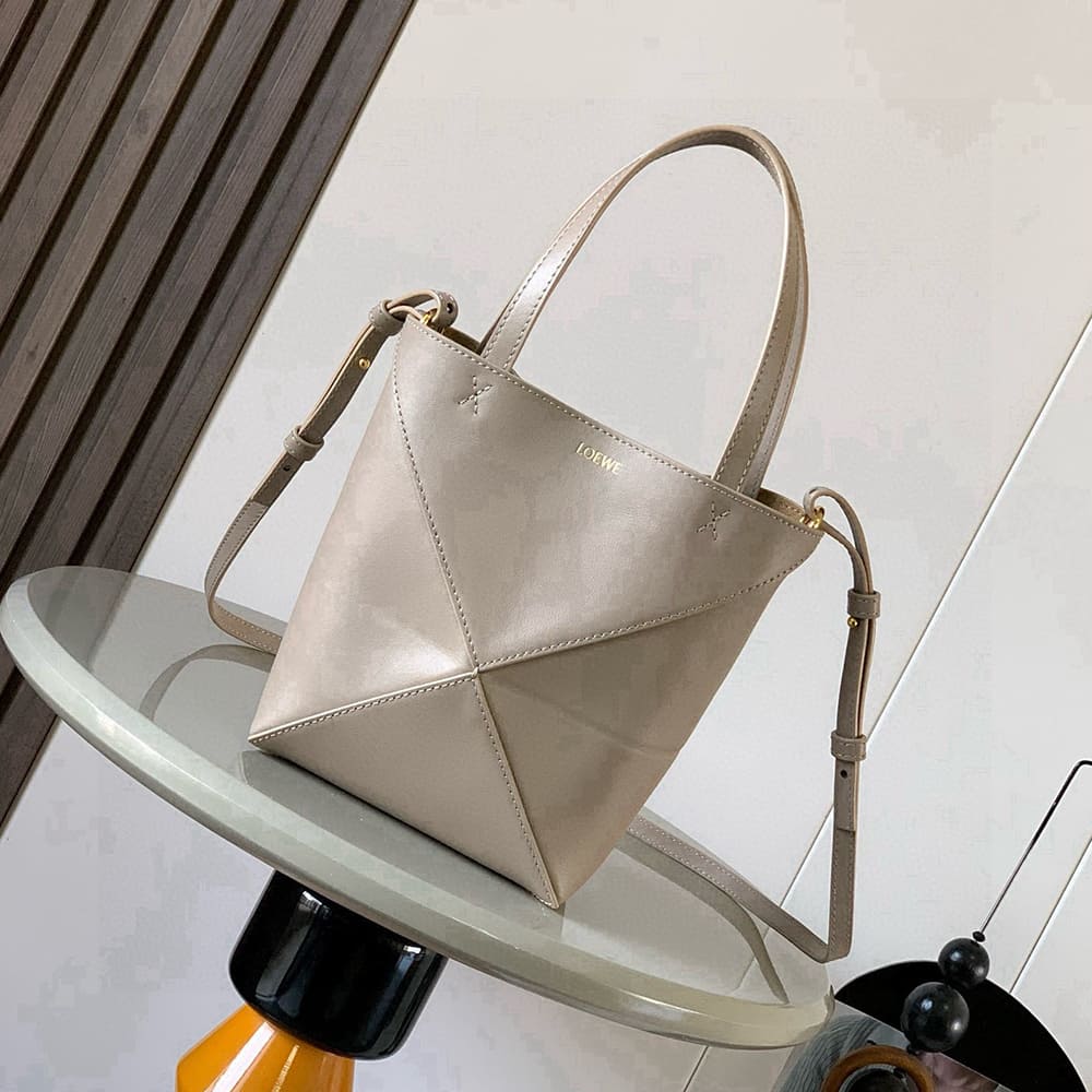 Mini Puzzle Fold Tote in Shiny Calfskin