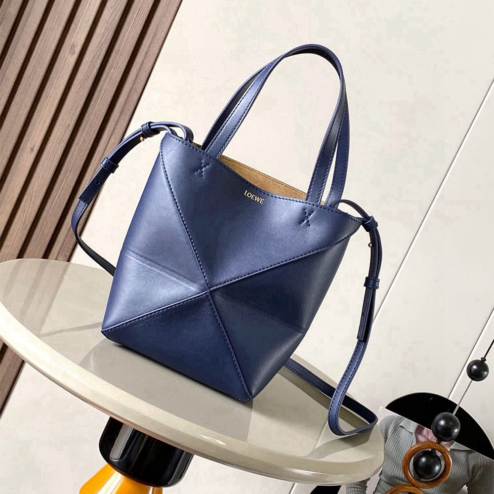 Mini Puzzle Fold Tote in Shiny Calfskin