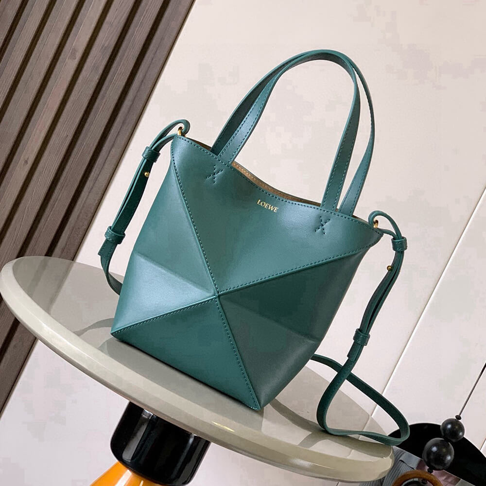 Mini Puzzle Fold Tote in Shiny Calfskin