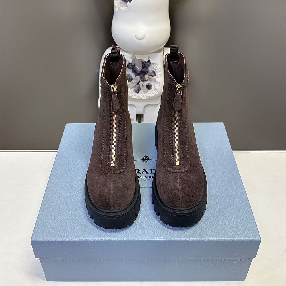 Suede Booties with Zip