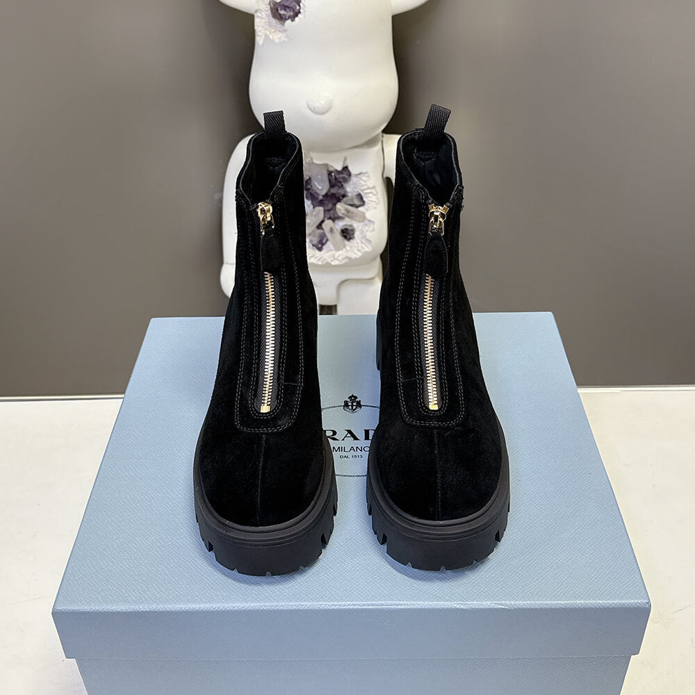 Suede Booties with Zip