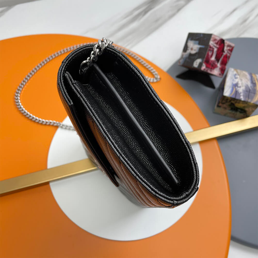 Classic cassandre chain wallet in grain de poudre leather