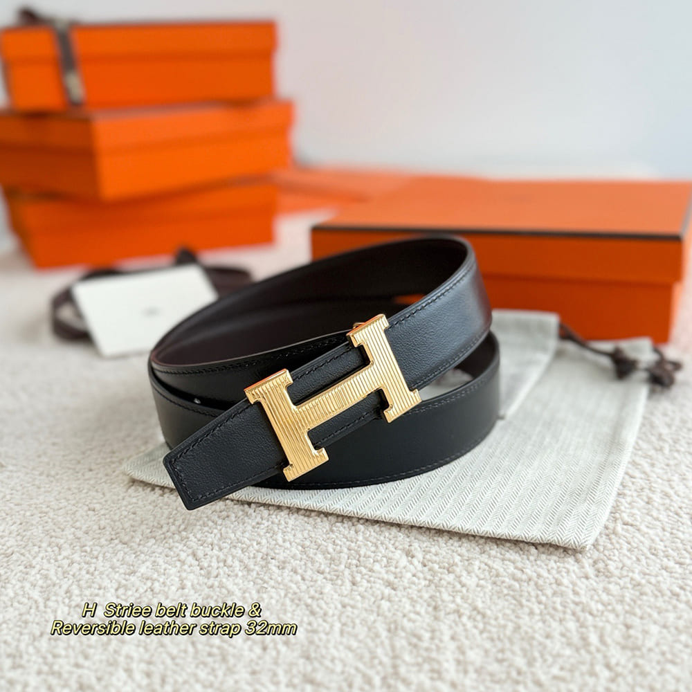 H Stri*e Belt Bu*kle & R*versible L*ather Strap 32 mm