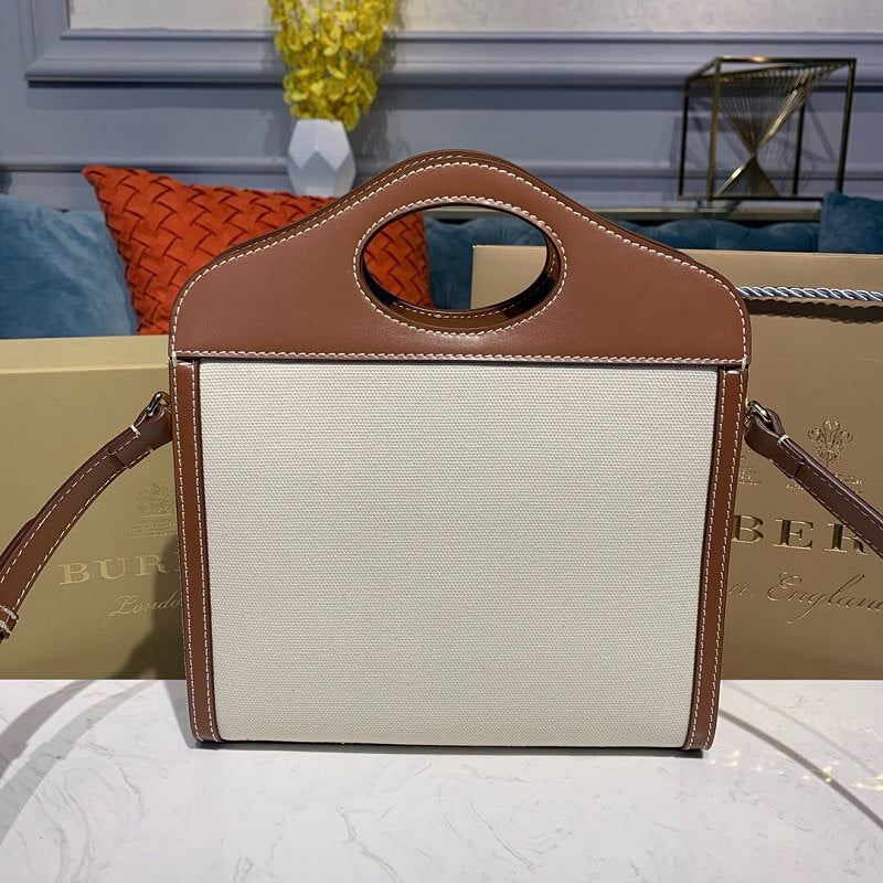 Pocket Medium Leather-Trimmed Canvas Tote