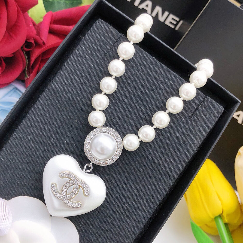 Pearl Heart Charm Necklace