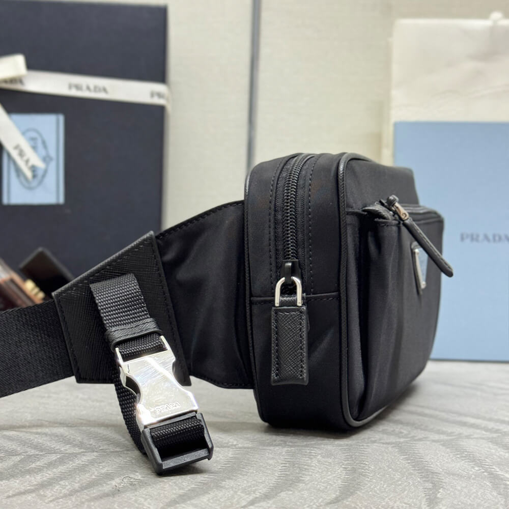 Re-Nylon and Saffiano Leather Belt Bag