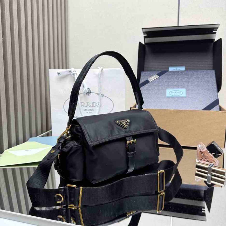 Explore Medium Re-Nylon Shoulder Bag with Flap