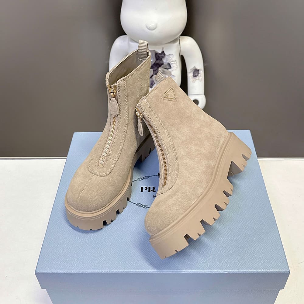 Suede Booties with Zip