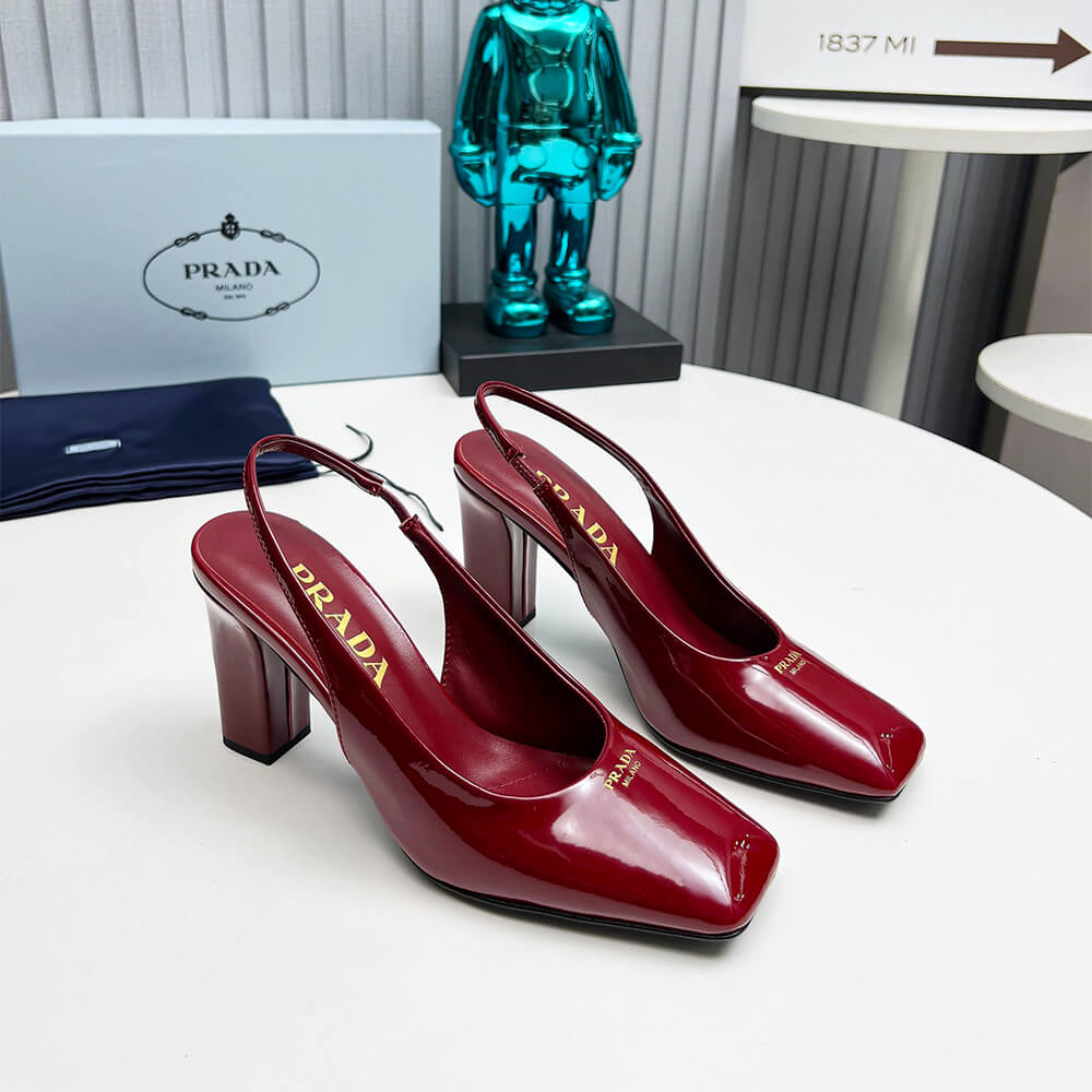 Patent Leather Slingback Pumps 85 mm