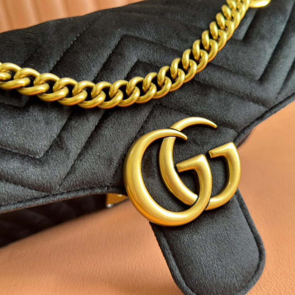 GG Velvet Small Marmont shoulder bag