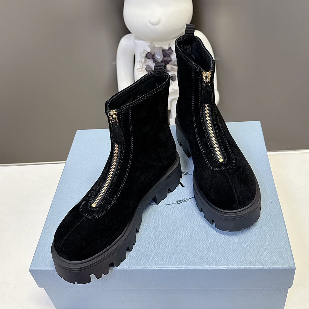 Suede Booties with Zip