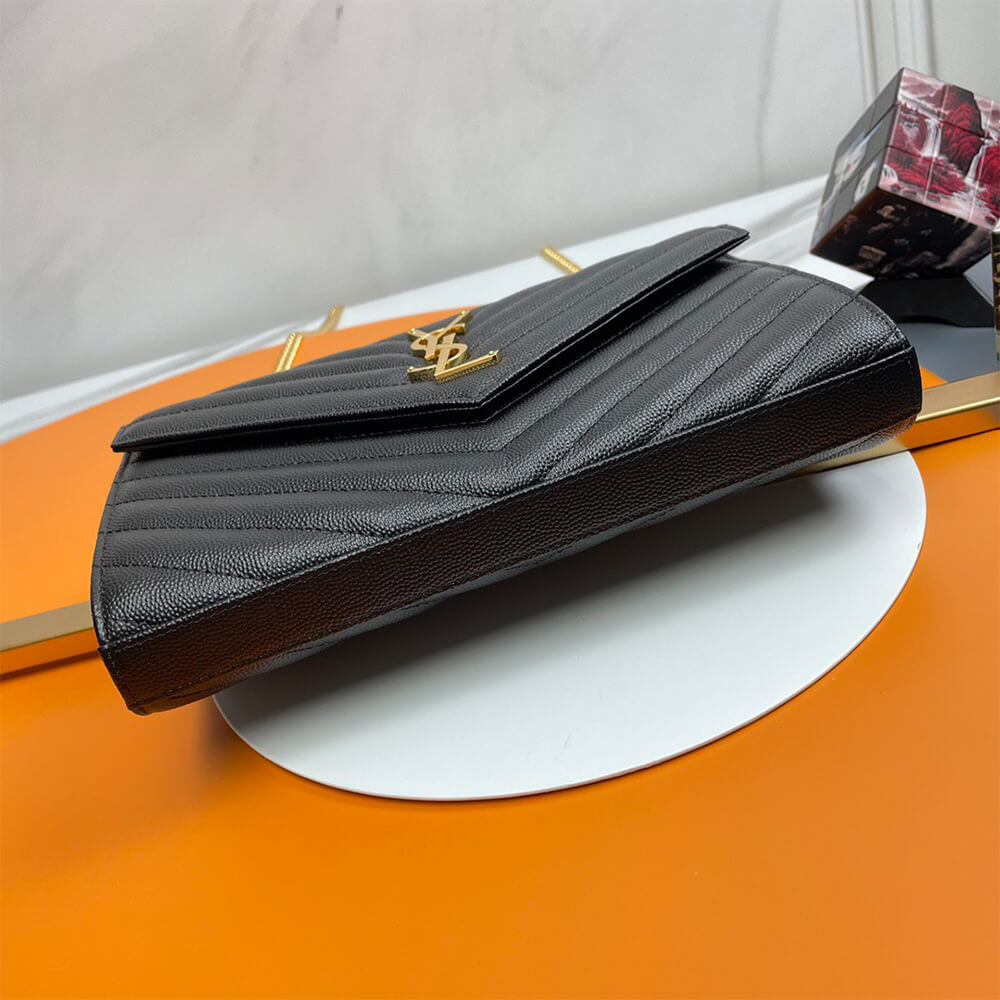 Classic cassandre chain wallet in grain de poudre leather