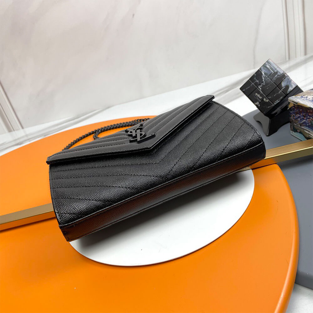 Classic cassandre chain wallet in grain de poudre leather