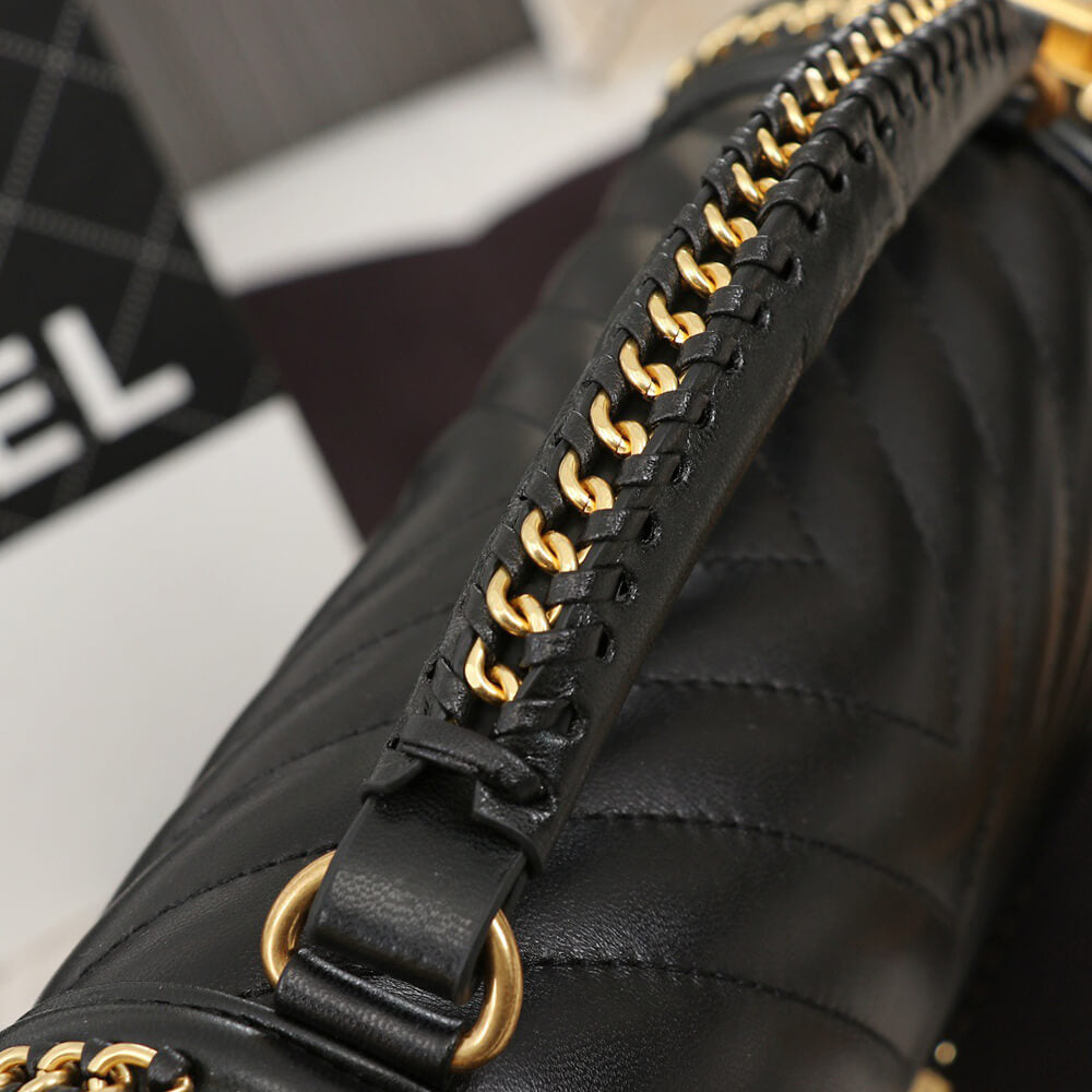 Top Handle Chevron Boy Handbag