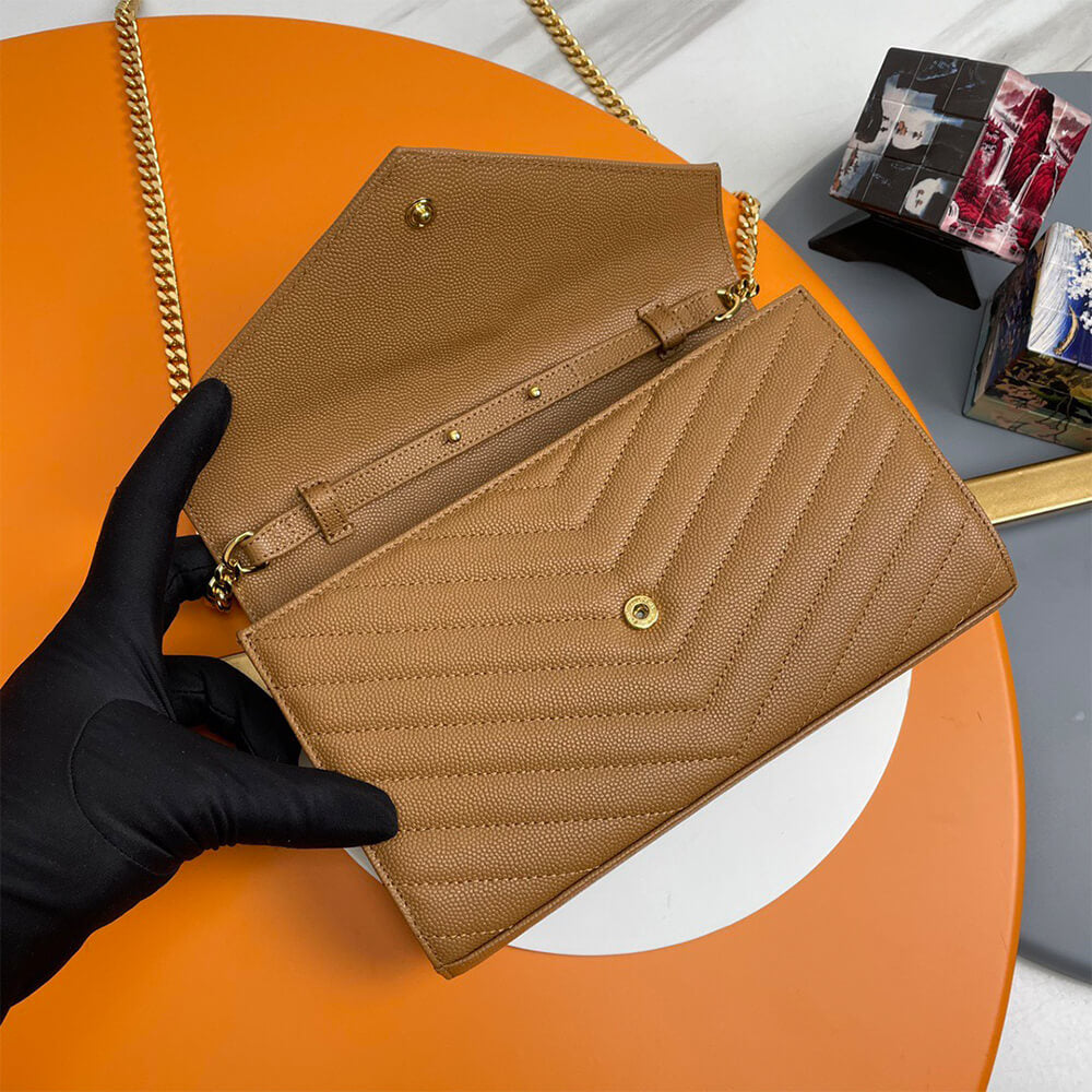 Classic cassandre chain wallet in grain de poudre leather