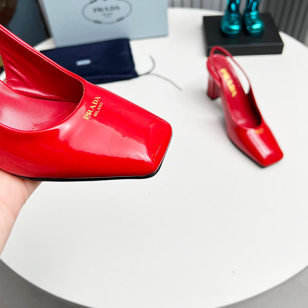 Patent Leather Slingback Pumps 85 mm