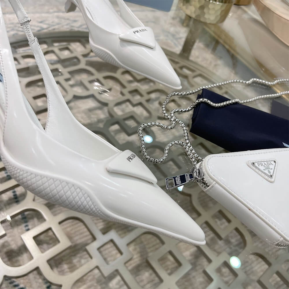 Brushed Leather Slingback Pumps