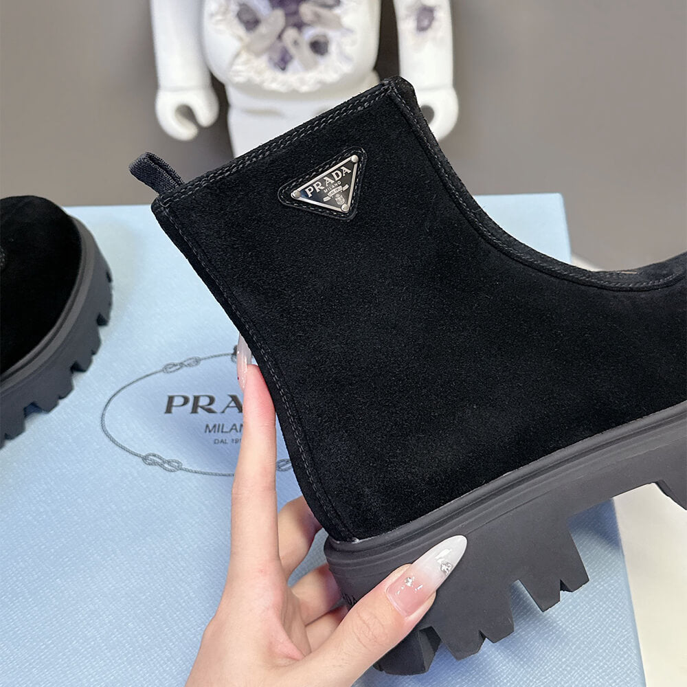 Suede Booties with Zip