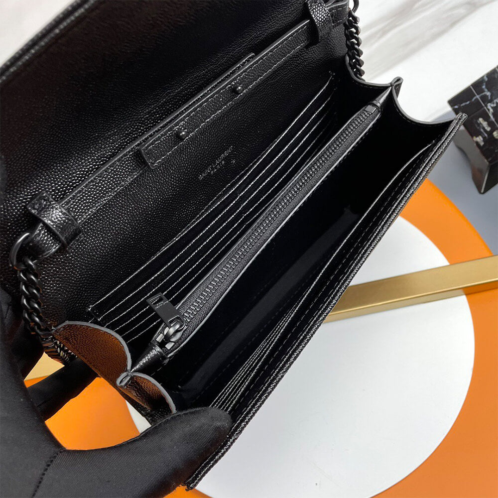 Classic cassandre chain wallet in grain de poudre leather