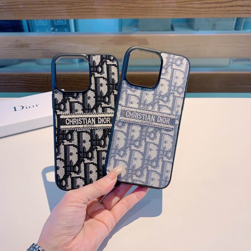 iPhone-Hülle im Dior-Stil aus Canvas-Stoff für 11, 12, 13, 14, 15, 16, Pro Max und Plus 