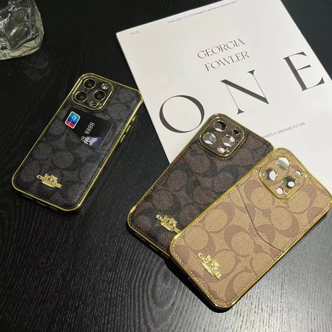 Coach Luxury Phone Case Card Holder iPhone 12 13 14 15 16 Pro Max Plus