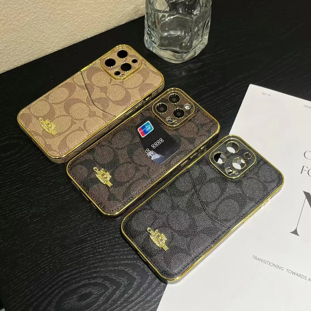 Coach Luxury Phone Case Card Holder iPhone 12 13 14 15 16 Pro Max Plus